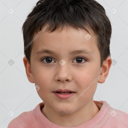 Neutral white child male with short  brown hair and brown eyes