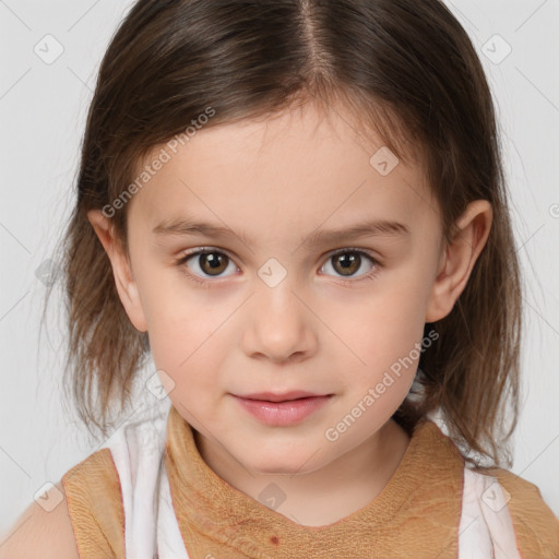 Neutral white child female with medium  brown hair and brown eyes