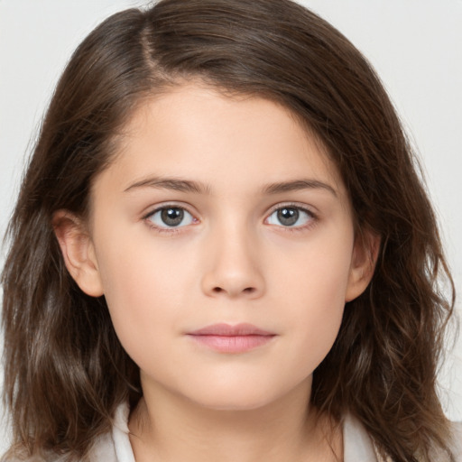 Neutral white child female with medium  brown hair and brown eyes