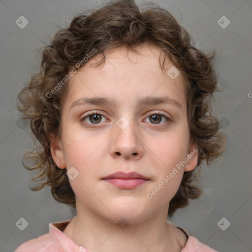 Neutral white child female with medium  brown hair and brown eyes