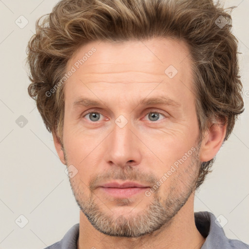 Neutral white adult male with short  brown hair and brown eyes