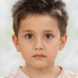 Neutral white child male with short  brown hair and brown eyes