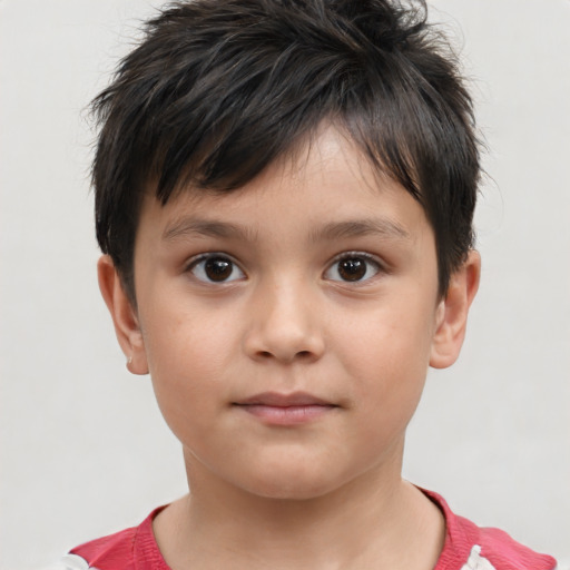 Neutral white child male with short  brown hair and brown eyes