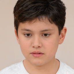 Neutral white child male with short  brown hair and brown eyes