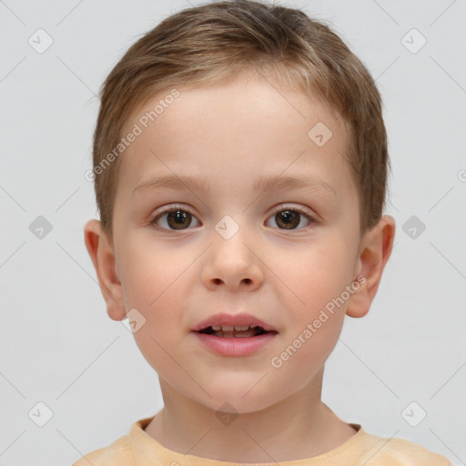 Neutral white child male with short  brown hair and brown eyes