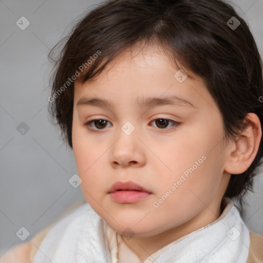 Neutral white child female with medium  brown hair and brown eyes