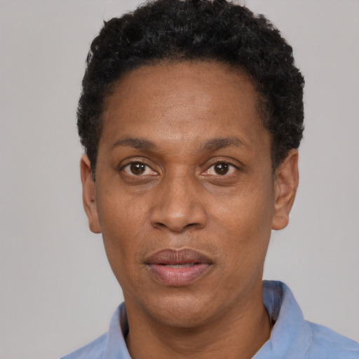 Neutral latino adult male with short  black hair and brown eyes