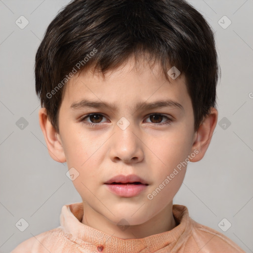 Neutral white child male with short  brown hair and brown eyes