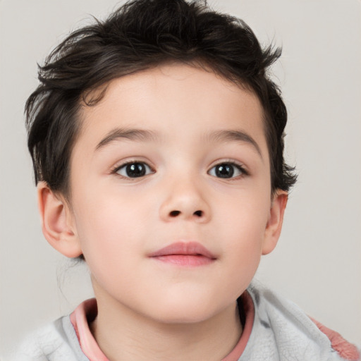 Neutral white child female with short  brown hair and brown eyes