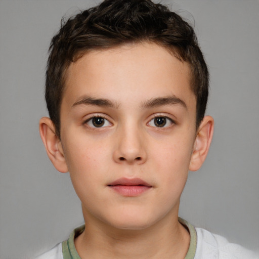 Neutral white child male with short  brown hair and brown eyes