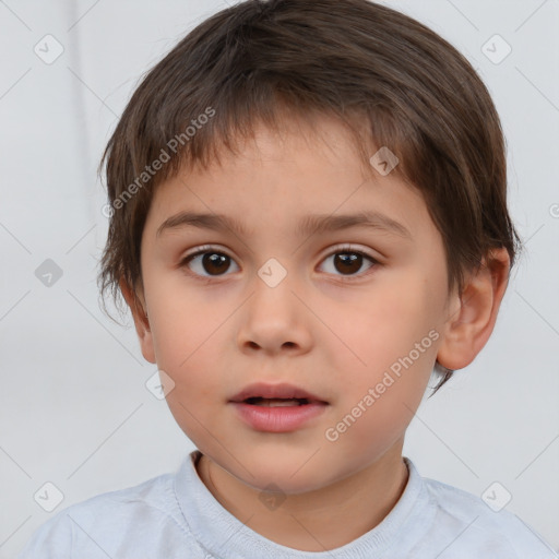 Neutral white child male with short  brown hair and brown eyes