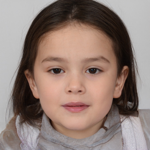 Neutral white child female with medium  brown hair and brown eyes