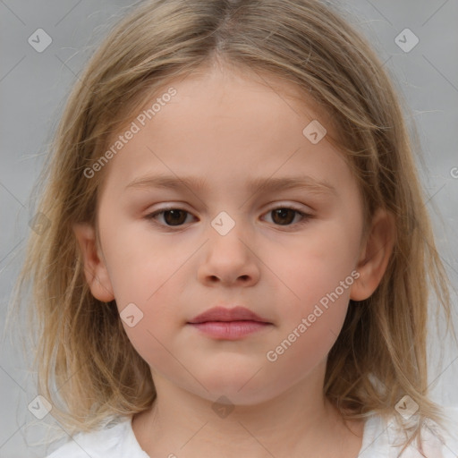 Neutral white child female with medium  brown hair and brown eyes