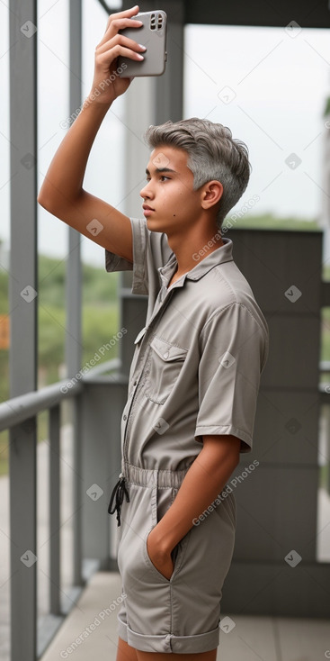 Teenager boy with  gray hair