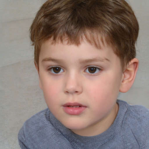 Neutral white child male with short  brown hair and brown eyes