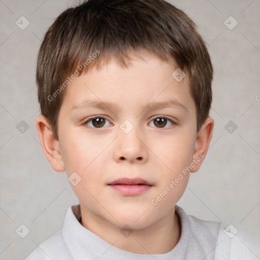 Neutral white child male with short  brown hair and brown eyes