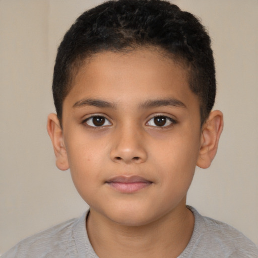 Neutral latino child male with short  brown hair and brown eyes