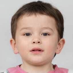 Neutral white child male with short  brown hair and brown eyes