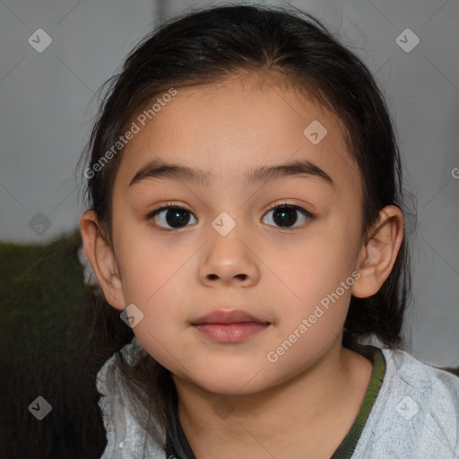 Neutral white child female with medium  brown hair and brown eyes