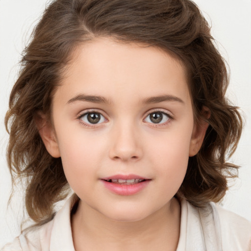 Neutral white child female with medium  brown hair and brown eyes