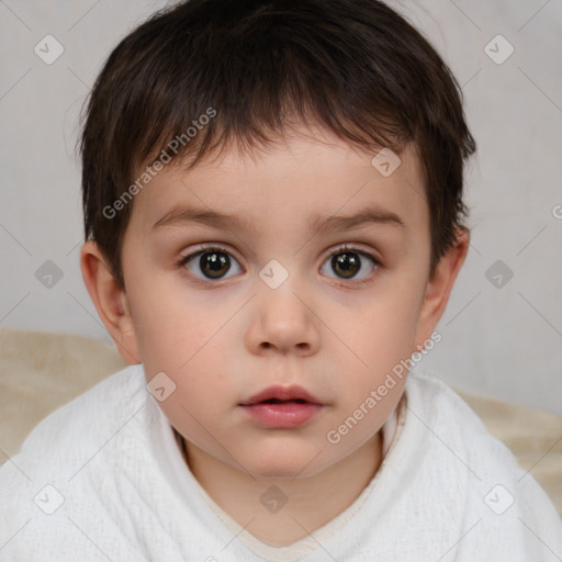 Neutral white child male with short  brown hair and brown eyes