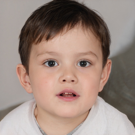 Neutral white child male with short  brown hair and brown eyes