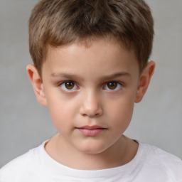 Neutral white child male with short  brown hair and brown eyes