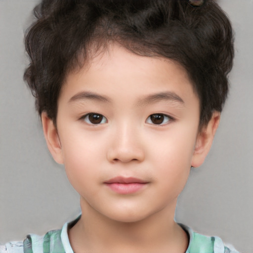 Neutral white child male with short  brown hair and brown eyes