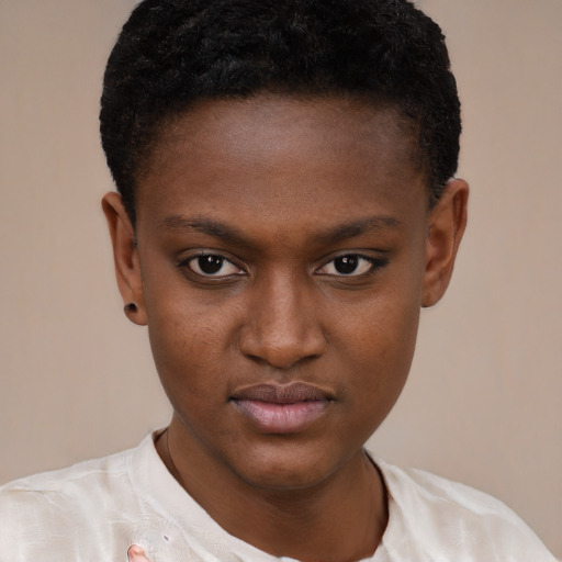 Neutral black child female with short  black hair and brown eyes