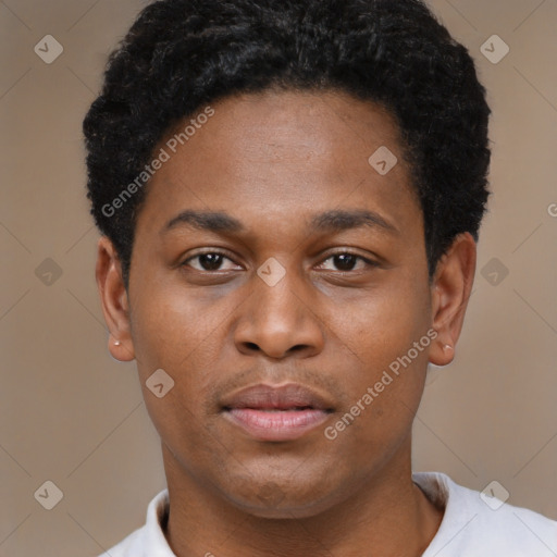 Neutral latino young-adult male with short  brown hair and brown eyes