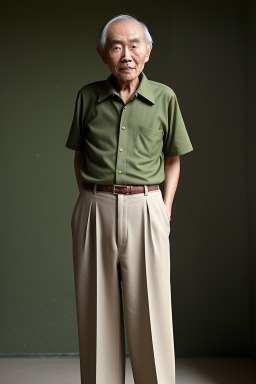 Taiwanese elderly male with  brown hair