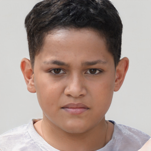 Neutral white child male with short  brown hair and brown eyes