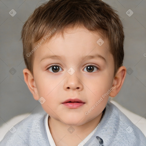 Neutral white child male with short  brown hair and brown eyes