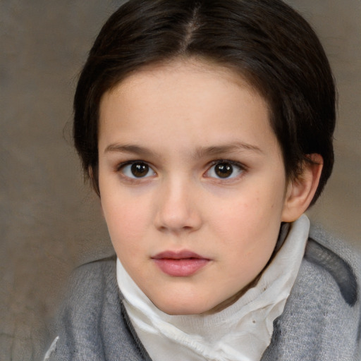 Neutral white child female with medium  brown hair and brown eyes