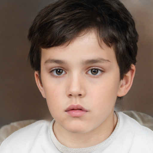 Neutral white child male with short  brown hair and brown eyes