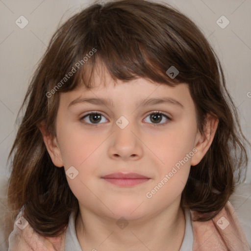 Neutral white child female with medium  brown hair and brown eyes