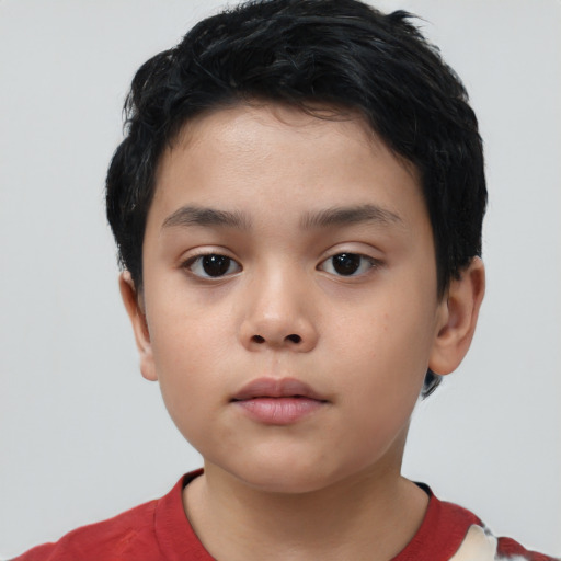 Neutral asian child female with short  black hair and brown eyes