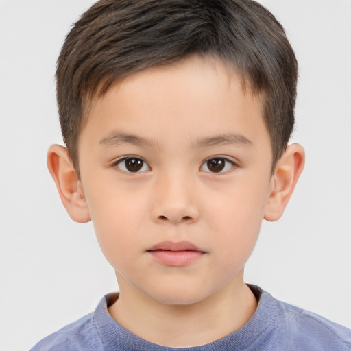 Neutral white child male with short  brown hair and brown eyes