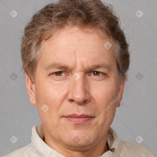 Neutral white adult male with short  brown hair and brown eyes