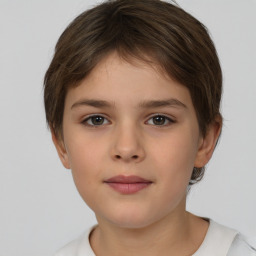 Neutral white child female with short  brown hair and brown eyes