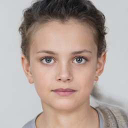 Neutral white young-adult female with short  brown hair and brown eyes