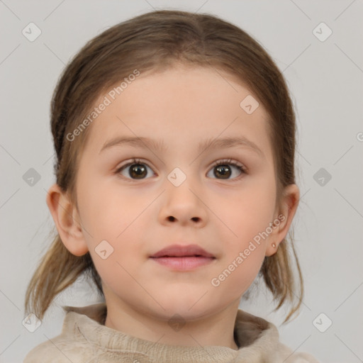 Neutral white child female with medium  brown hair and brown eyes