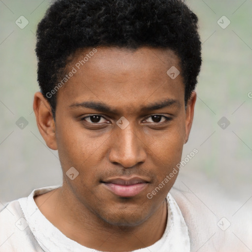 Neutral black young-adult male with short  brown hair and brown eyes