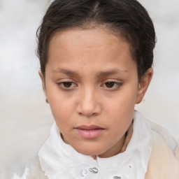 Neutral white child female with short  brown hair and brown eyes