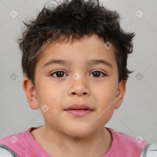 Neutral white child male with short  brown hair and brown eyes