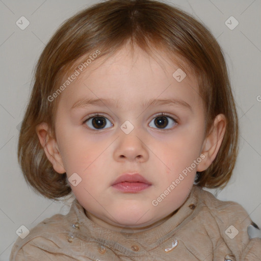 Neutral white child female with medium  brown hair and brown eyes