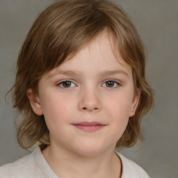 Neutral white child female with medium  brown hair and brown eyes