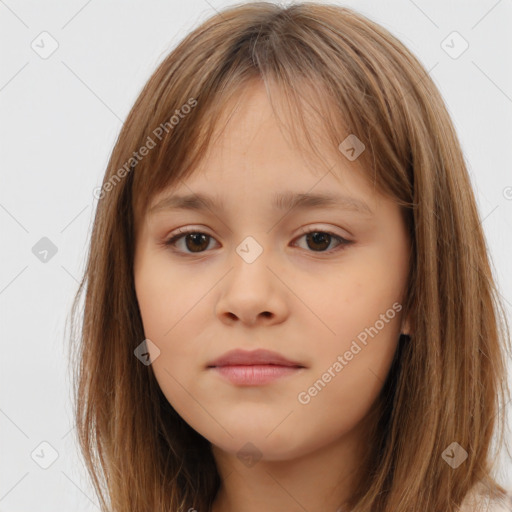 Neutral white child female with medium  brown hair and brown eyes