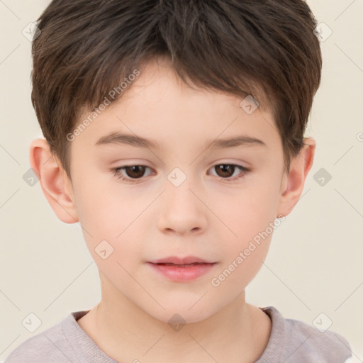 Neutral white child male with short  brown hair and brown eyes