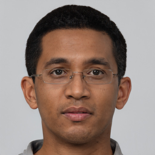 Neutral latino young-adult male with short  brown hair and brown eyes